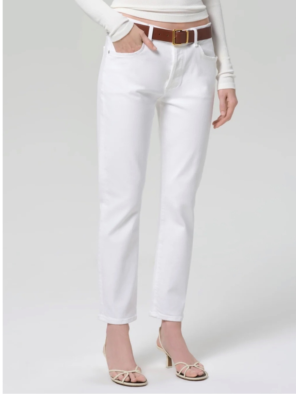 NWOT: Citizens of Humanity Emerson Slim Boyfriend Jeans Ecru / White (28)
